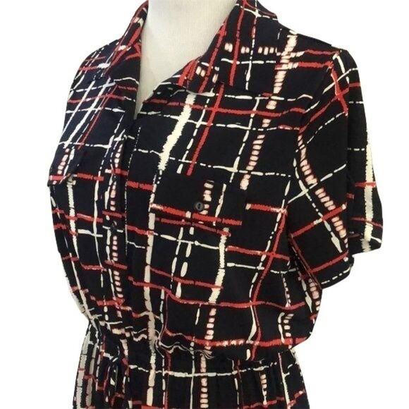 EnFocus 14P red white blue check summer dress - Picture 2 of 11